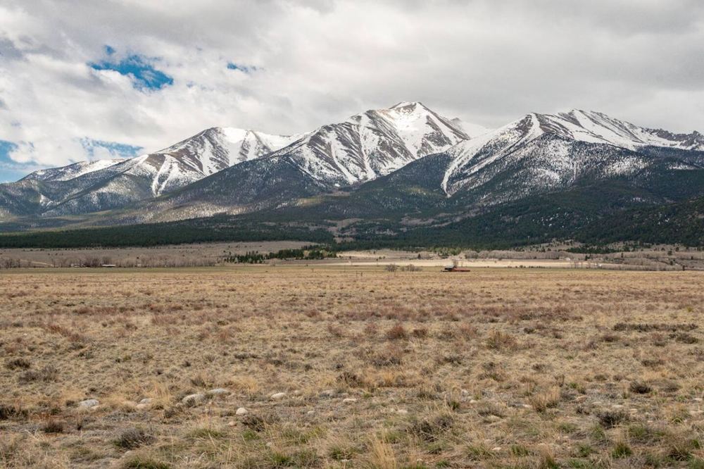 The Collegiate Peaks seen from open land outside Buena Vista, Chaffee County, Colorado