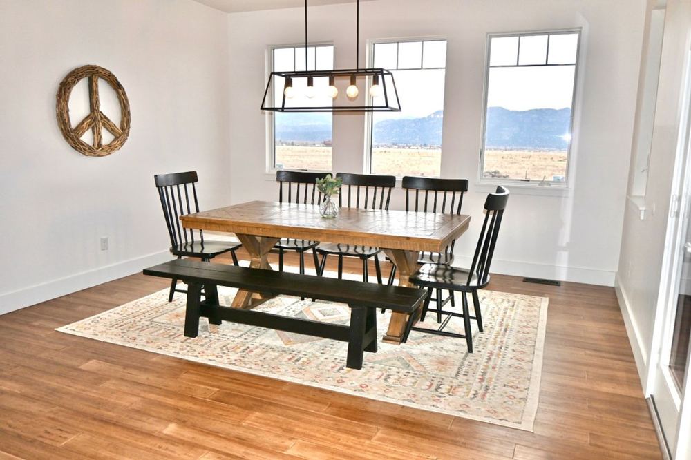 Dining room with mountain views at a vacation rental near Nathrop and Johnson Village, Colorado